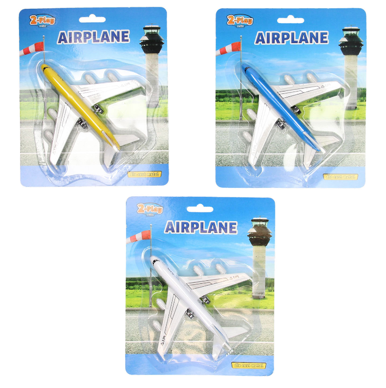 2-Play Die-cast Pull Back Vliegtuig, 14cm City-Play